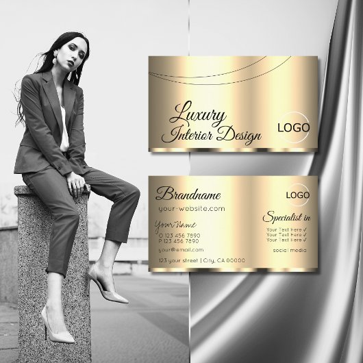 Luxe Gold Glamoureuze afbeelding met Logo Professi Visitekaartje