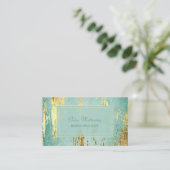 Luxe Gold Gleam Lijst op Aqua Blue Visitekaartje (Staand voorkant)