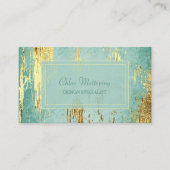 Luxe Gold Gleam Lijst op Aqua Blue Visitekaartje (Voorkant)