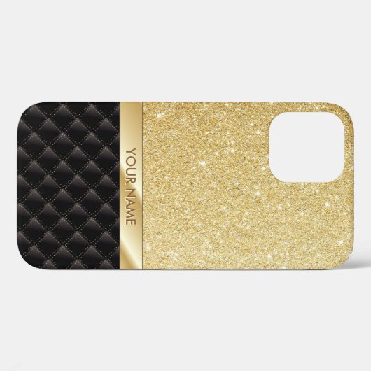Luxe Gold Glitter - Aangepaste naam Case-Mate iPhone Case (Achterkant (horizontaal))
