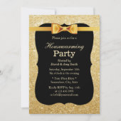 Luxe Gold Glitter Achtergrond Housewarming Party Kaart (Voorkant)