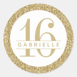 Luxe Gold Glitter Birthday Favor Sticker Label