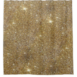 Luxe Gold Glitter - gedrukt Afbeelding Douchegordijn