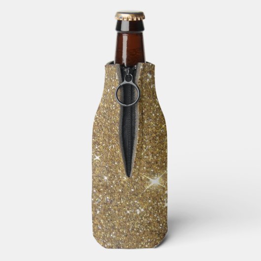 Luxe Gold Glitter - gedrukt Afbeelding Flesjeskoeler (Fles Achterkant)