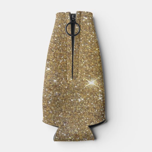 Luxe Gold Glitter - gedrukt Afbeelding Flesjeskoeler (Achterkant)