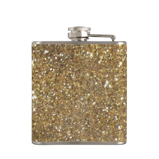 Luxe Gold Glitter - gedrukt Afbeelding Heupfles (Achterkant)