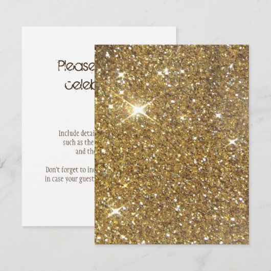 Luxe Gold Glitter - gedrukt Afbeelding Kaart (Voorkant / Achterkant)
