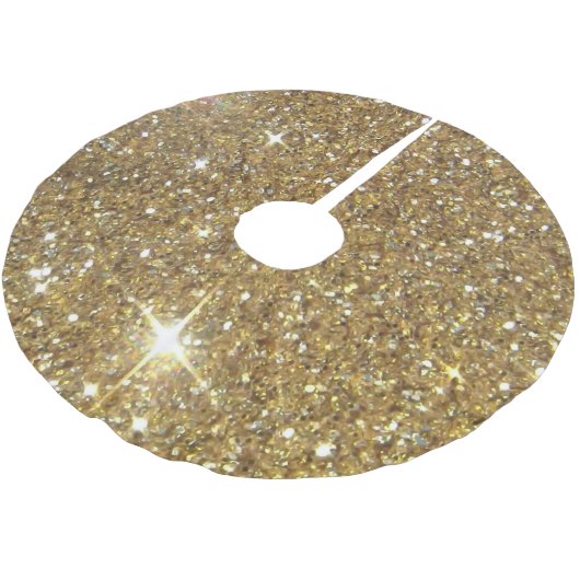 Luxe Gold Glitter - gedrukt Afbeelding Kerstboom Rok (Gekanteld)