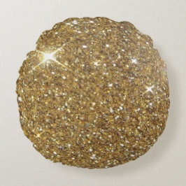 Luxe Gold Glitter - gedrukt Afbeelding Rond Kussen