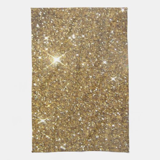 Luxe Gold Glitter - gedrukt Afbeelding Theedoek (Verticaal)