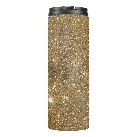 Luxe Gold Glitter - gedrukt Afbeelding Thermosbeker (Achterkant)