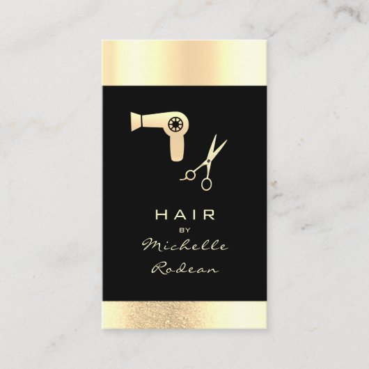 Luxe Gold Glitter Hair Stylist Tools - zwart Visitekaartje (Voorkant)