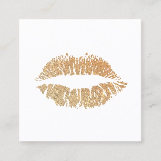 Luxe Gold Glitter Lips Print Makeup artiest Vierkante Visitekaartje (Voorkant)