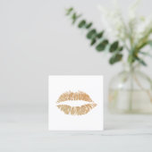 Luxe Gold Glitter Lips Print Makeup artiest Vierkante Visitekaartje (Staand voorkant)