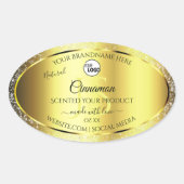 Luxe Gold Glitter-Logo op productlabel Ovale Sticker (Voorkant)