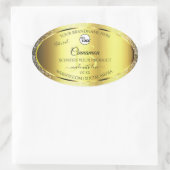 Luxe Gold Glitter-Logo op productlabel Ovale Sticker (Tas)