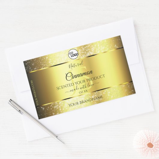Luxe Gold Glitter-Logo op productlabel Rechthoekige Sticker (Envelop)