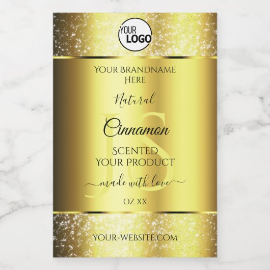 Luxe Gold Glitter-Logo op productlabel Voedselcontainer Etiket (Enkel label)