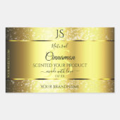 Luxe Gold Glitter-productlabel met monogram Rechthoekige Sticker (Voorkant)