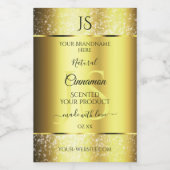 Luxe Gold Glitter-productlabel met monogram Voedselcontainer Etiket (Enkel label)