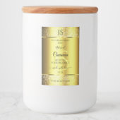 Luxe Gold Glitter-productlabel met monogram Voedselcontainer Etiket (Voorkant)