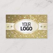 Luxe Gold Glitter Sparkle Diamonds Toevoegen Logo Visitekaartje (Voorkant)