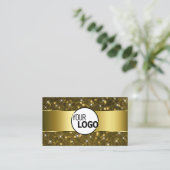 Luxe Gold Glitter Sparkle Stars toevoegen Logo Cla Visitekaartje (Staand voorkant)