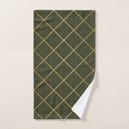 LUXE GOLD GREEN WAVE GRID BATH TOWEL SET BAD HANDDOEK (Handdoek)