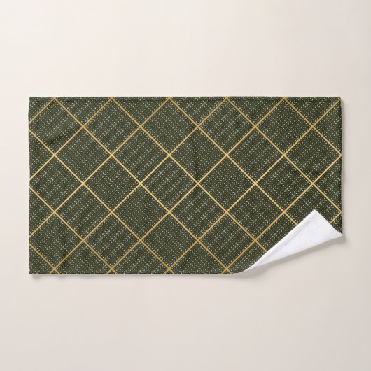 LUXE GOLD GREEN WAVE GRID BATH TOWEL SET BAD HANDDOEK (Handdoek)