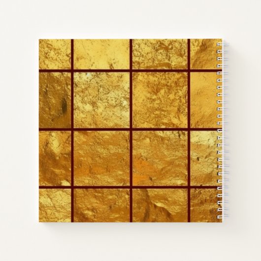 Luxe Gold Grid Sparkle Monogram Vierkant Notitieboek (Achterkant)