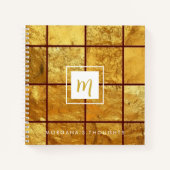 Luxe Gold Grid Sparkle Monogram Vierkant Notitieboek (Voorkant)