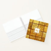 Luxe Gold Grid Sparkle Monogram Vierkant Notitieboek (Binnen)