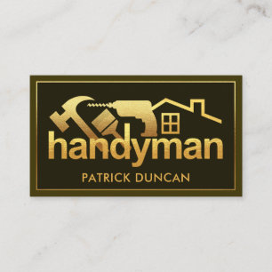Luxe Gold Handyman Tools Border Visitekaartje