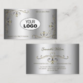 Luxe Gold hoeken voegen Logo Elegant Silver toe Visitekaartje (Voorkant / Achterkant)