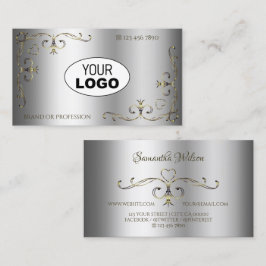 Luxe Gold  hoeken voegen Logo Elegant Silver toe Visitekaartje