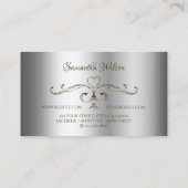 Luxe Gold  hoeken voegen Logo Elegant Silver toe Visitekaartje (Achterkant)