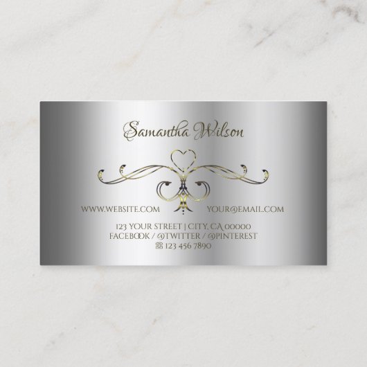 Luxe Gold  hoeken voegen Logo Elegant Silver toe Visitekaartje (Achterkant)