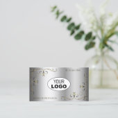 Luxe Gold  hoeken voegen Logo Elegant Silver toe Visitekaartje (Staand voorkant)
