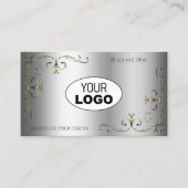 Luxe Gold  hoeken voegen Logo Elegant Silver toe Visitekaartje (Voorkant)