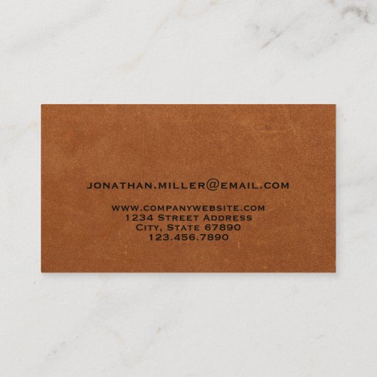 Luxe Gold Initiaal Logo Sable Leather Visitekaartje (Achterkant)