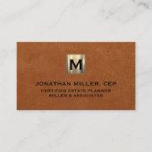 Luxe Gold Initiaal Logo Sable Leather Visitekaartje (Voorkant)