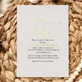 Luxe Gold is een jongen Baby shower Folie Uitnodiging