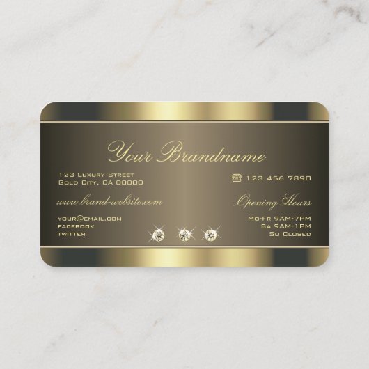 Luxe Gold-kleuren met luchtige Faux Rhinestones Visitekaartje (Achterkant)
