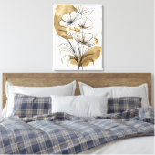 Luxe Gold Leaf Abstract Flowers Canvas Afdruk (Insitu (Slaapkamer))