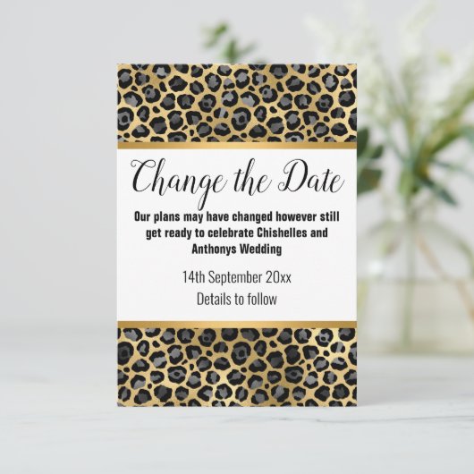 LUXE GOLD LEOPARD POSTPONEMENT KAART (Staand voorkant)