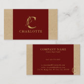 Luxe Gold Letter C op rood en karton Visitekaartje (Voorkant / Achterkant)