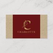 Luxe Gold Letter C op rood en karton Visitekaartje (Voorkant)