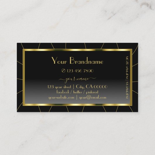 Luxe Gold Lijst zwarte gradiënt Koel met Logo Visitekaartje (Achterkant)