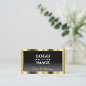 Luxe Gold Lijst zwarte gradiënt Koel met Logo Visitekaartje (Staand voorkant)