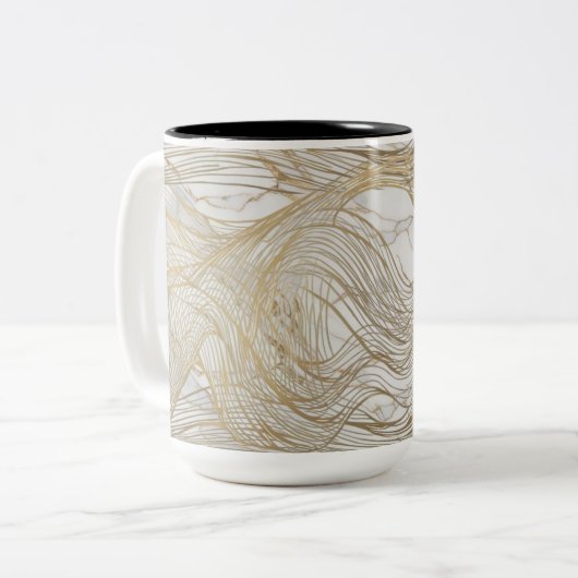 Luxe Gold Line Abstracte Mok - Elegant Modern Des (Voorkant links)